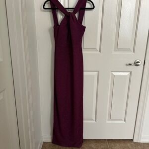 Bebe Burgundy Glitter Knot-Front Halter Maxi Dress -‎ Size 2 Whimsygoth